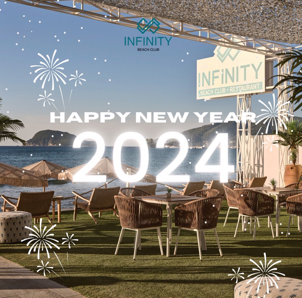 infinityzante's tweet photo. Wishing everyone a Happy New Year from Infinity Beach Club! 

#zante2024 #laganas #laganasbeach #zakynthos #zante #beachclubs #greecetravel #infinityzante https://t.co/ucDD4cRxGi