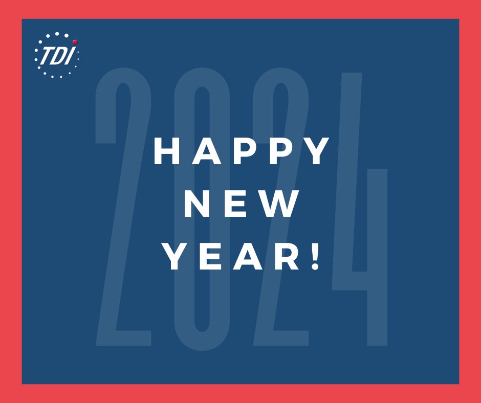 May the New Year bless you with health, wealth, and happiness!

#TDIForAccess #NewYearsDay #NewYear

ID: On a blue background with a red border is a faint '2024' filling the screen. On top in white is 'Happy New Year!' The TDI logo sits in the upper left corner.