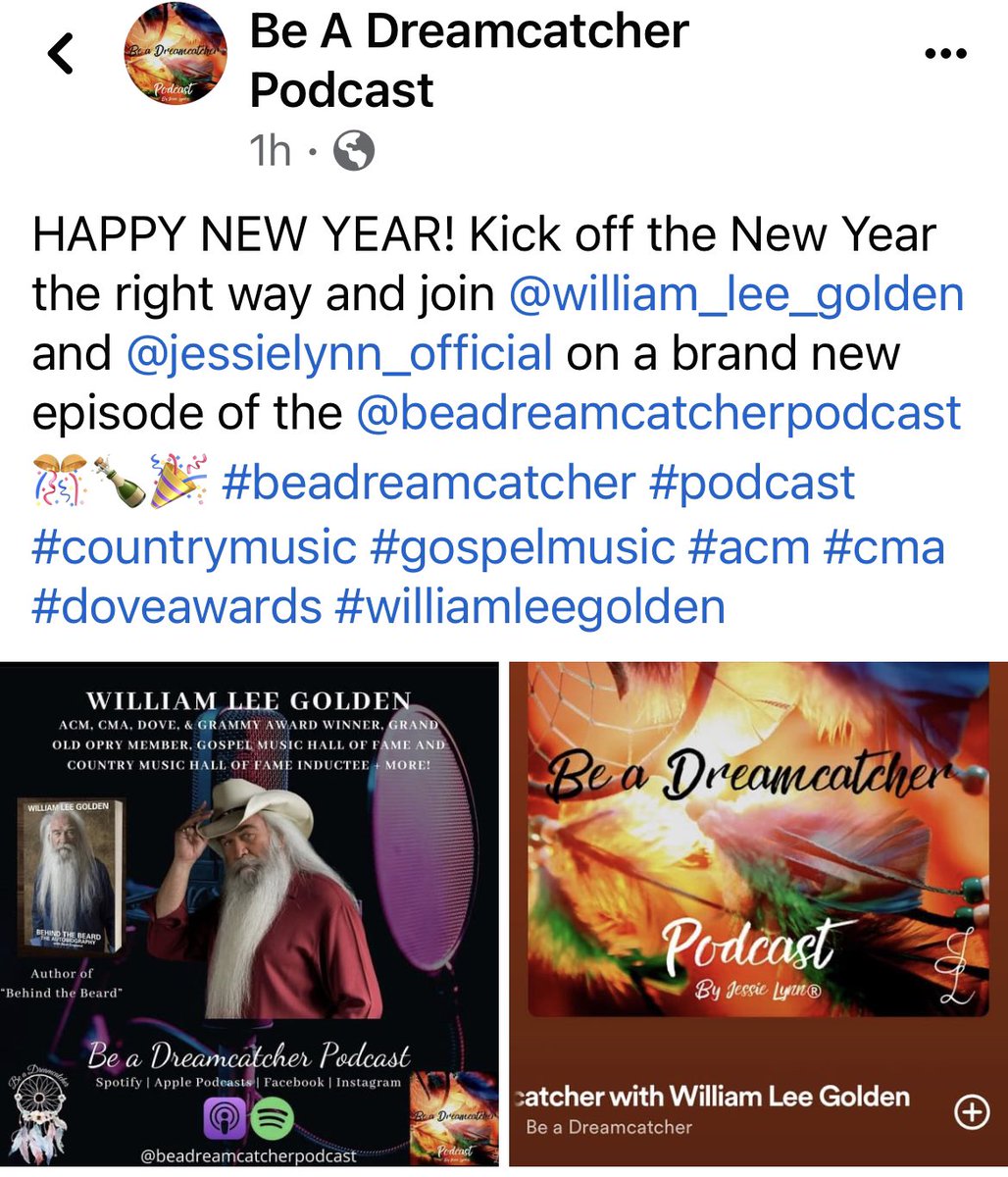 HAPPY NEW YEAR! Kick off the New Year the right way and join @william_lee_golden and @jessielynn_official on a brand new episode of the @beadreamcatcherpodcast 🎊🍾🎉 #beadreamcatcher #podcast #countrymusic #gospelmusic #acm #cma #doveawards #williamleegolden @JeffPanzer2