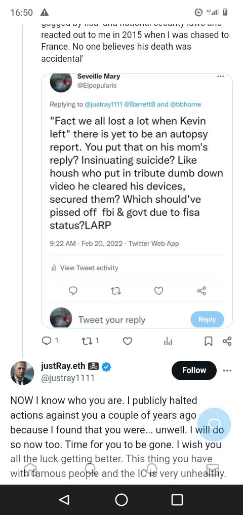 ClaireFelicite3's tweet image. Hi, so I&apos;m a classified case connected to vaste Epstein network. This is someone who has targeted me since 2012. See the double speak. He is protecting the #EpsteinClientList Network: Ray, know anything about the Anonymous irc chat room mass deaths? #wedonotforgive #wedonotforget