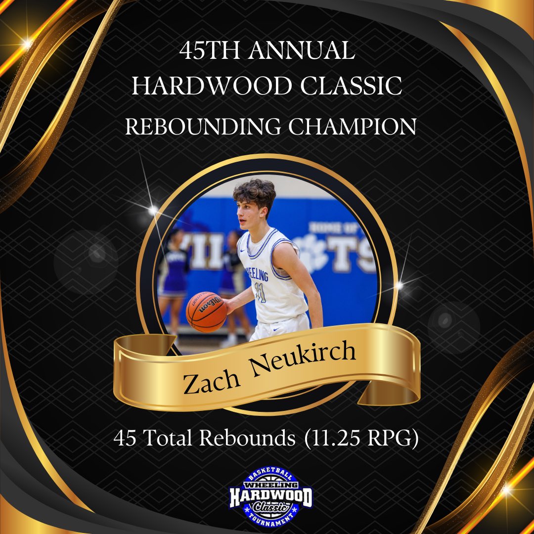 45th Annual Hardwood Classic Rebounding Leader @ZachNeuk14 from @Wheeling_Hoops