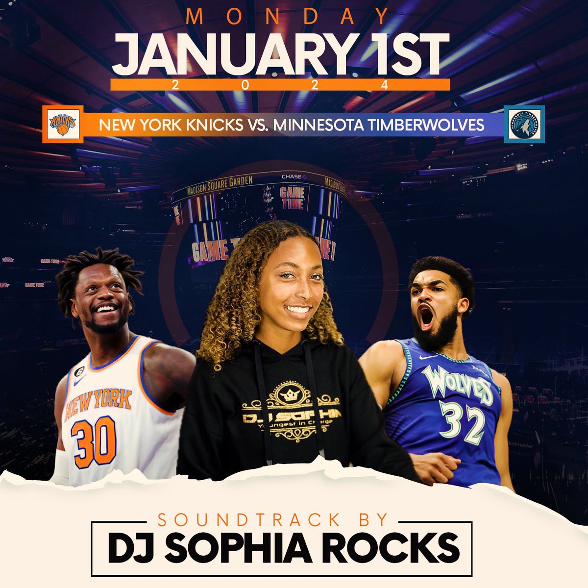 Happy New Year Everybody 🧡💙 Starting off 2024 back home @TheGarden with my @nyknicks family! Game at 3pm today 🏀 #nyc #dj #knicks #hiphop #girldj #msg #djsophiarocks #teendj #nbadj #halftimeshow #knicksnation #nba #newyorkknicks #nbacares #NewYear2024 #NYC