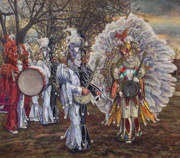 💫HAPPY NEW YEAR!!!💫 “Mummers: New Year's Morning,” 1984, by Edith Neff (Woodmere Art Museum: Gift of Delphine B. Bartosik and Sallie I. Winters, 2022) #HappyNewYear #HNY #2024