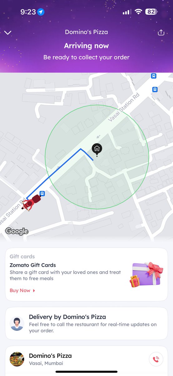 SagarParulekar's tweet photo. @dominos &amp; @zomatocare @zomato collaboration is fooling the customer giving fake status about the food preparation &amp; Delivery. Please check for yourself the delivery person along with time. This is my 3rd experience with Dominos. https://t.co/D5Jz3B0ake