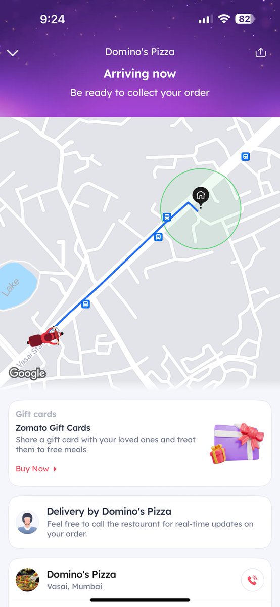 SagarParulekar's tweet photo. @dominos &amp; @zomatocare @zomato collaboration is fooling the customer giving fake status about the food preparation &amp; Delivery. Please check for yourself the delivery person along with time. This is my 3rd experience with Dominos. https://t.co/D5Jz3B0ake