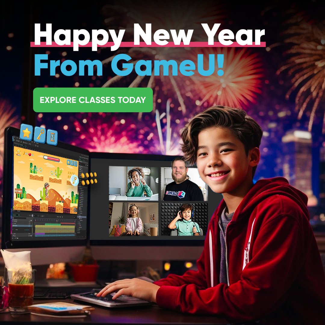 As we welcome the New Year, may it bring endless opportunities, exciting adventures, and boundless creativity! Happy New Year from all of us at GameU! 

#NewBeginnings #HappyNewYear #GameU