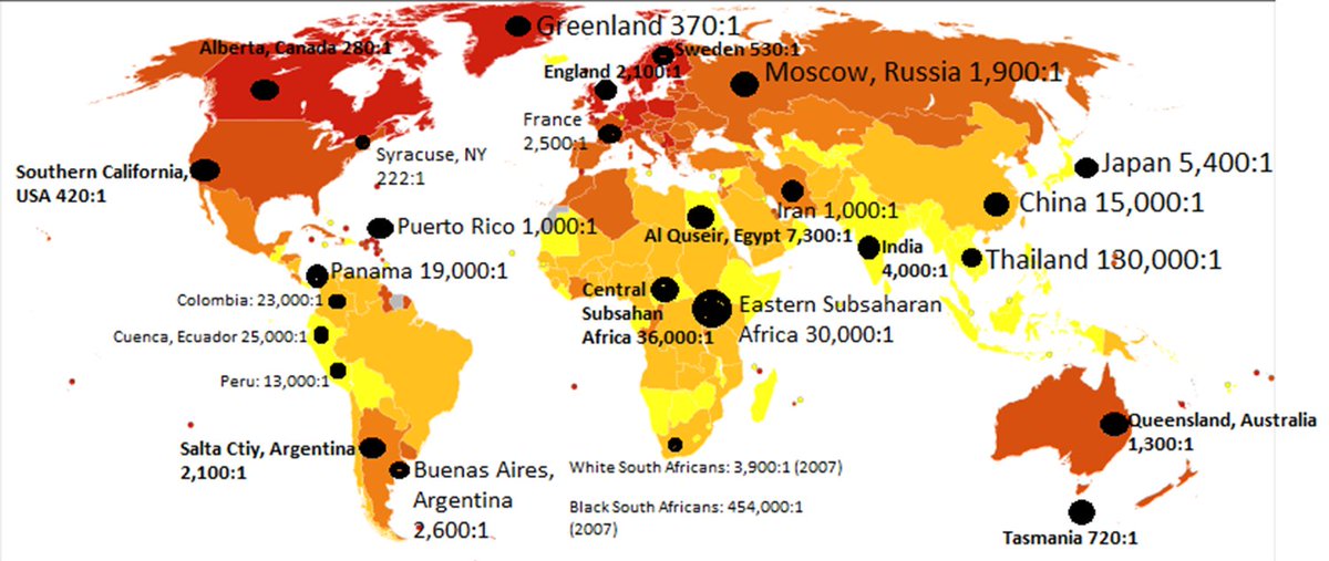Map of multiple sclerosis prevalence I created from various sources.  Where do you live?  I'm in Los Angeles, USA.