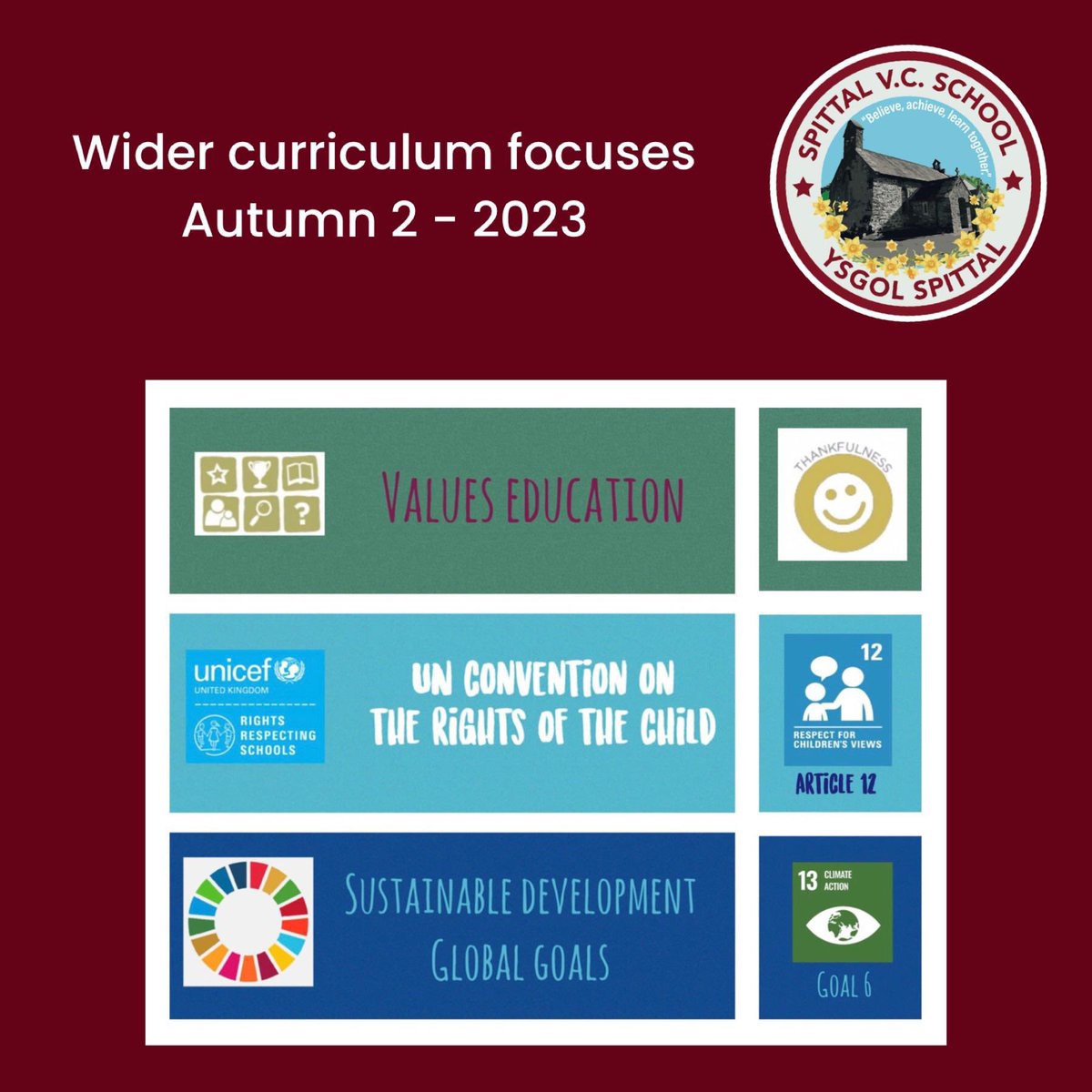 Spittal C.i.W.V.C. School (@spittalschool) on Twitter photo Our wider focuses for the second half of the term as part of our Health and Wellbeing focuses.
#identity #belonging #cysylltiedig #globalcitizens #ambitiouscapablelearner
#ethicalinformedcitizen #enterprisingcreativecontributor
#healthyconfidentindividual
<a href="/TyrPererin/">Tŷ'r Pererin</a> Our wider focuses for the second half of the term as part of our Health and Wellbeing focuses.
#identity #belonging #cysylltiedig #globalcitizens #ambitiouscapablelearner
#ethicalinformedcitizen #enterprisingcreativecontributor
#healthyconfidentindividual
<a href="/TyrPererin/">Tŷ'r Pererin</a>