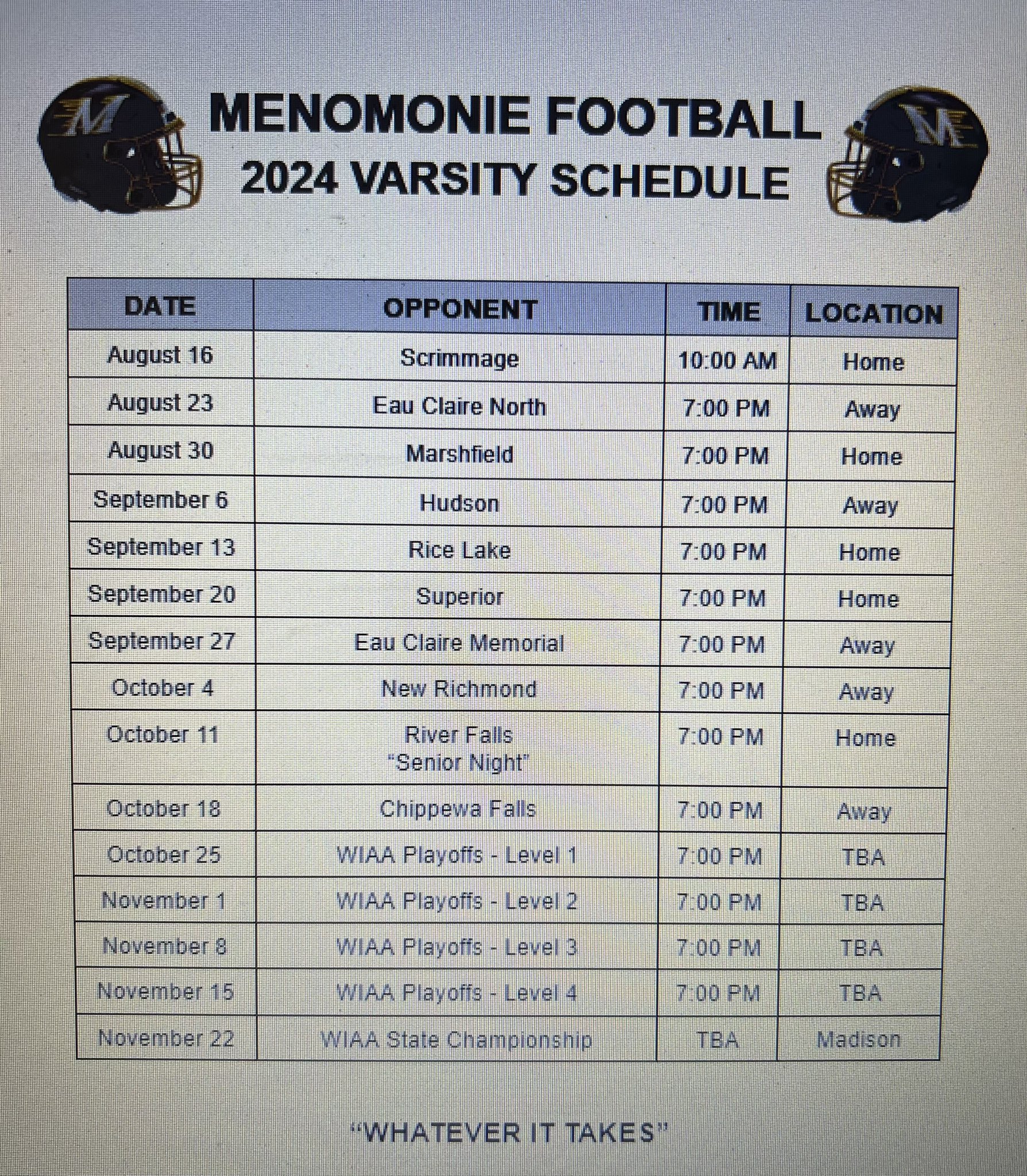 Menomonie Football Schedule 2024 Schedule Dixie Frannie