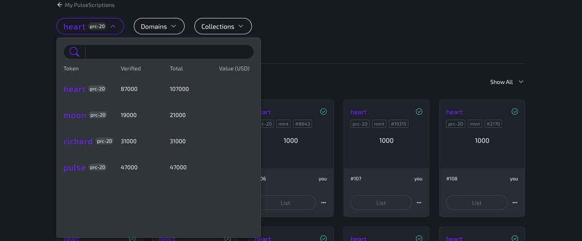 pulsescription's tweet photo. Exciting update! 🔥 View your verified tokens on the marketplace under 'My PulseScriptions.' Only verified tokens are displayed on our website. Tokens minted after the max limit won't be shown. Your PulseScriptions, your way! 🚀 #Inscriptions #MarketplaceUpdate #PulseScriptions https://t.co/7UobJXnwsY