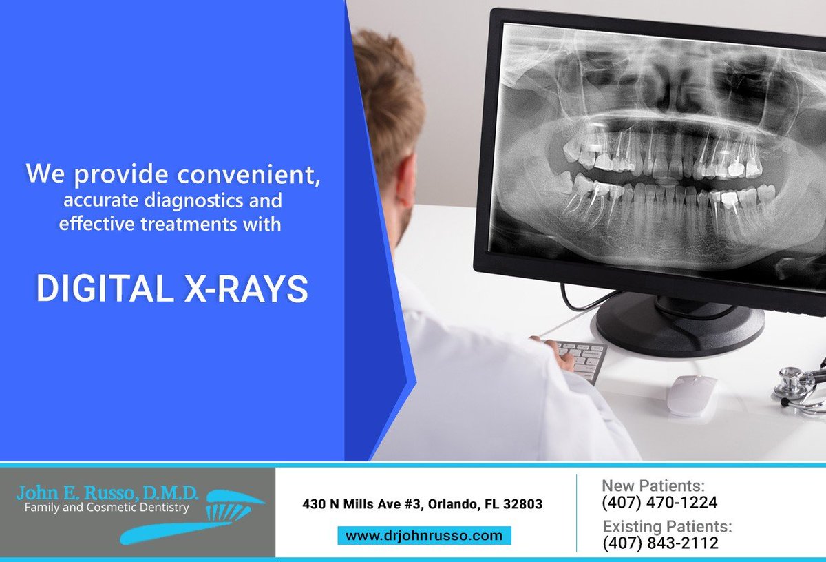 john_russo_dmd's tweet image. Choose digital x-rays for quick, convenient, and informative treatment decisions with minimal radiation. Learn more at John E Russo DMD. #digitalxrays #dentistry #prosthodontics #JohnERussoDMD #Orlando #FL
