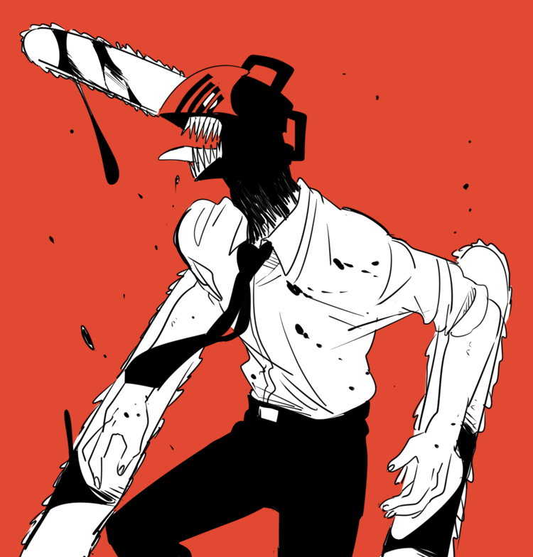 denji (chainsaw man) 1boy necktie shirt sharp teeth chainsaw teeth simple background  illustration images