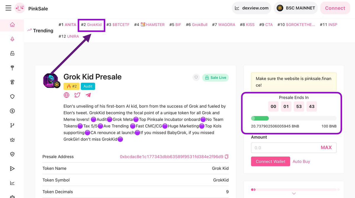 GrokKid's tweet photo. Presale is now live 🔥

Buy Presale: https://t.co/r6ESA9EaVO

#GrokKid #Grok #Meme #bscgem https://t.co/SkG9lZPvz4