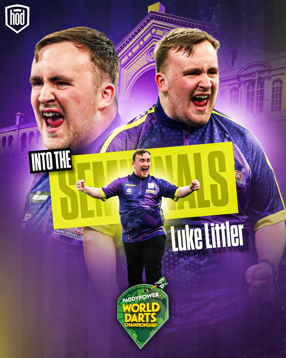 OfficialPDC's tweet photo. The fairytale continues for Luke Littler... 🪄

Another magical display as he reaches the Semi-Finals on debut! https://t.co/T4wdyU5qC2