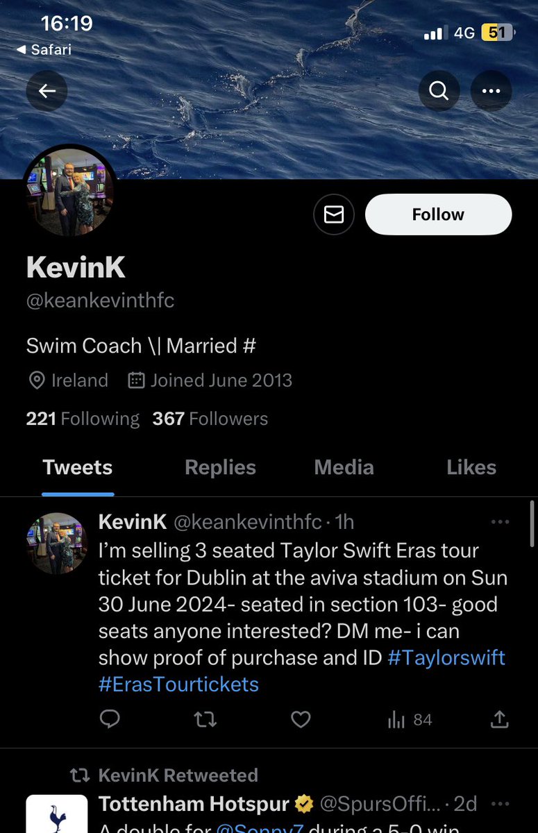 zmf2003's tweet photo. Anyone looking for Taylor Swift tickets this dudes a scam. #TaylorSwift #Dublin #Ticketmaster #ErasTourtickets https://t.co/yt9ui2NCDb