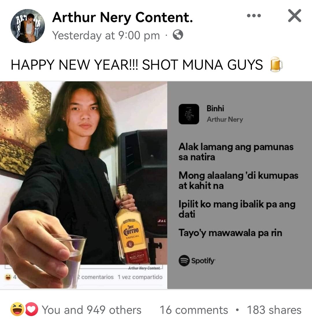 Aneeqaeeha's tweet photo. Kulitan muna sa new year �� tara shot 🍻🍺

 @ArthurNContent https://t.co/xcCpXfLVcG