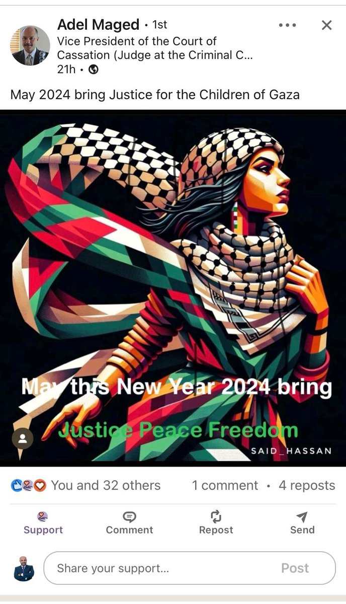 AlhamraZaki's tweet photo. Discovered the perfect #New_Year's wishes for #2024! 
Here's to more than just #freedom – to a #liberation intertwined with #justice, paving the path to enduring #peace. 
Wishing everyone a year of meaningful #progress, #prosperity, and #harmony. https://t.co/DOws8pVych