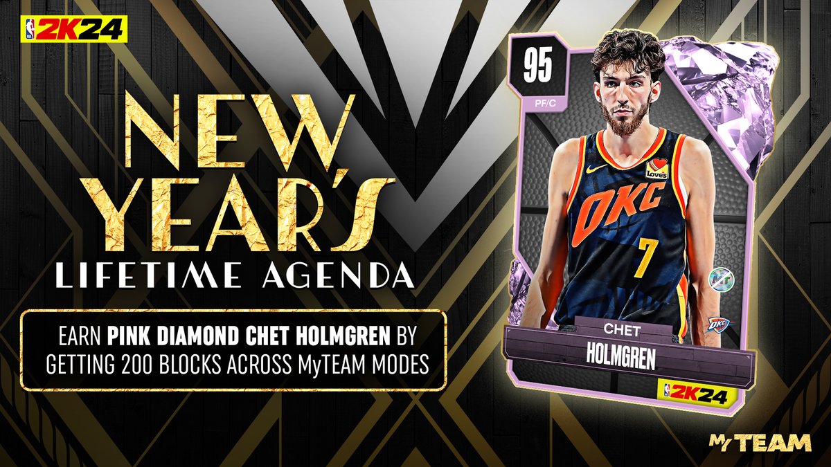 NBA2KMyTEAM's tweet photo. Earn Pink Diamond Chet by getting 200 blocks across MyTEAM modes! 🖐 https://t.co/Zhyw5KLpyR