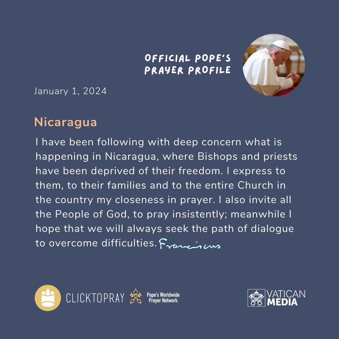 🙏 Pope’s prayer profile We #PrayTogether with @pontifex Nicaragua clicktopray.org/pope