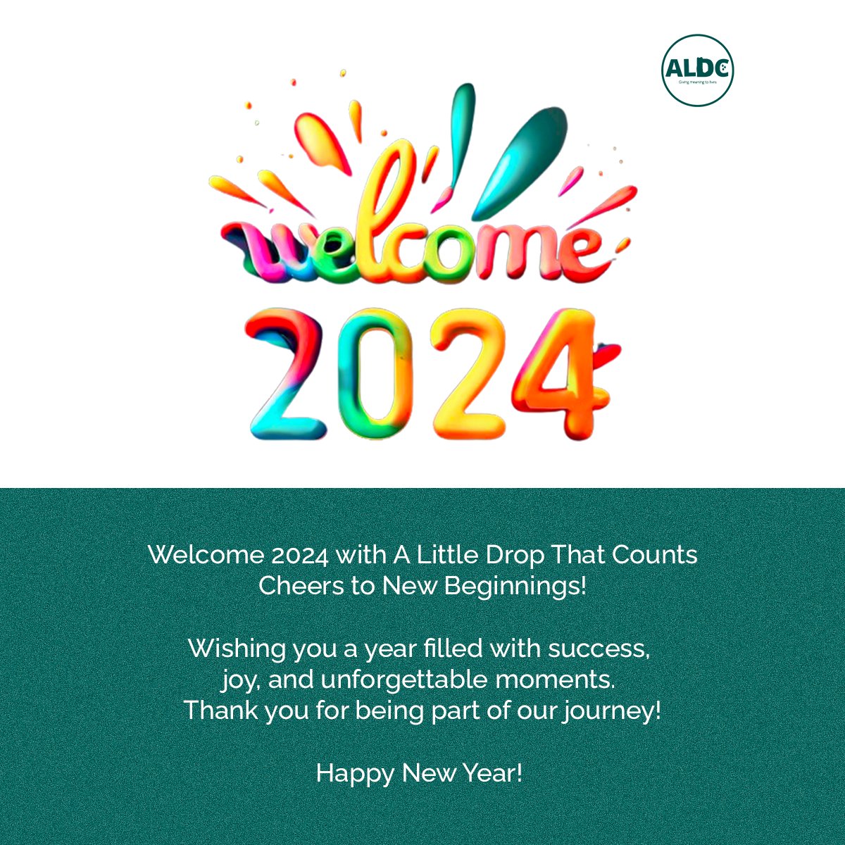 ALDC_org's tweet photo. Happy New Year, ALDC Community! 🌟

As we bid farewell to an incredible year, we want to express our heartfelt gratitude for the unwavering support and collaborative spirit that fueled A Little Drop that Counts (ALDC) in 2023. https://t.co/aqEwLQspCA