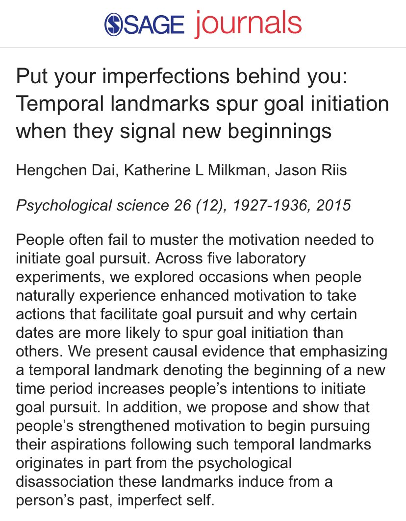 When January 1st falls on a Monday it’s a double fresh start. Read about the science of New Year’s resolutions and the broader phenomenon they represent in this pair of research papers by @hengchen_dai, @jason_riis and yours truly. #NewBeginnings2024