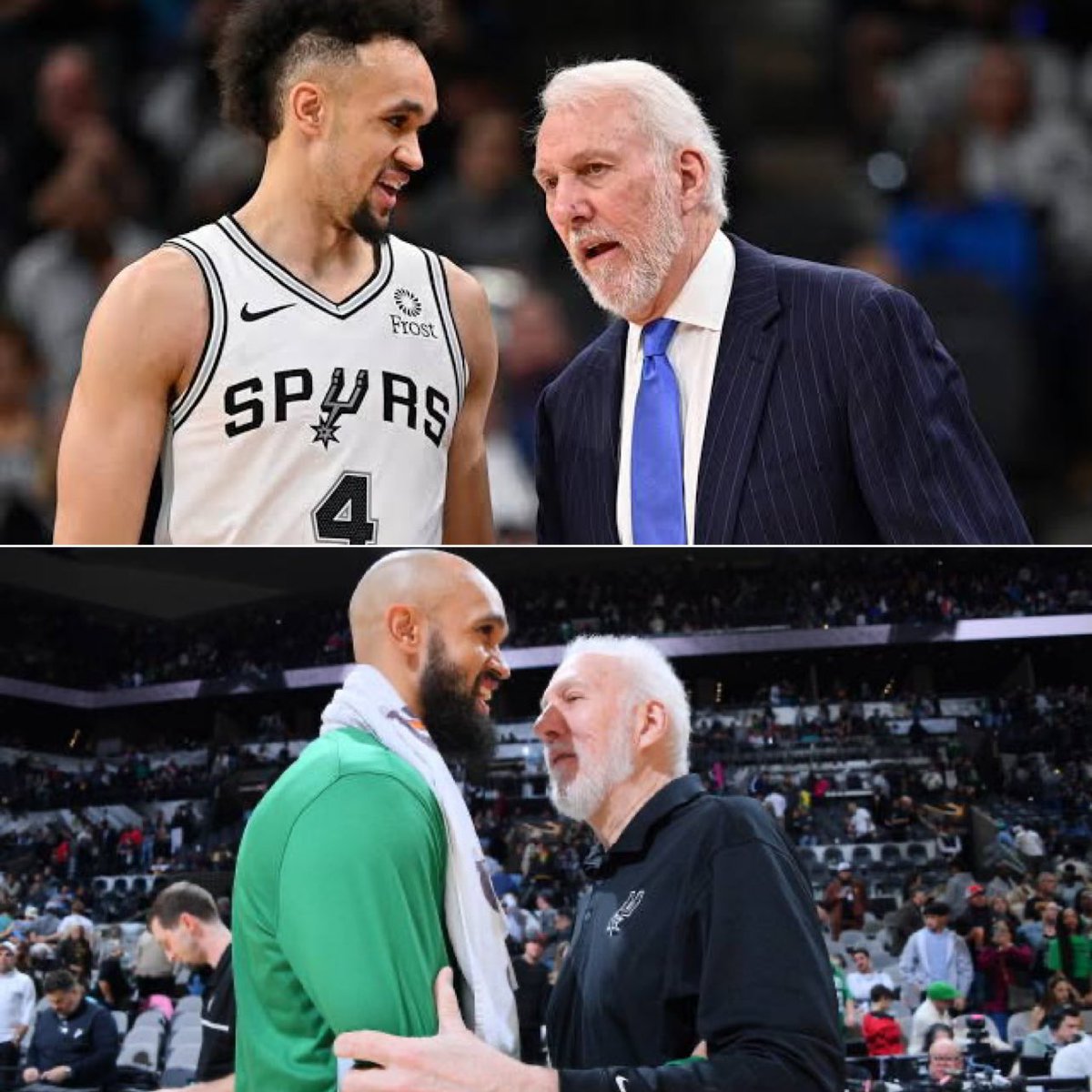 Derrick White:

“Estou aqui hoje porque Pop viu algo em mim que eu não vi. 

Eu costumava treinar sozinho, ele chegava do nada e dizia: 'Você pertence aqui', e ia embora. 

Pequenas coisas como essa eram ótimas de ouvir do maior treinador de todos os tempos.”

Popovich:

“Eu não