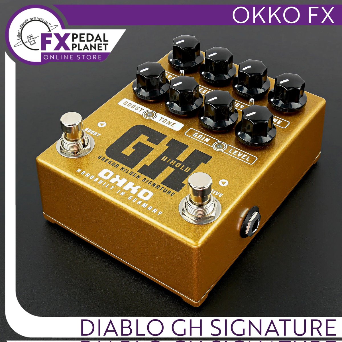 The OKKO FX Diablo GH Signature presents outstanding dynamic features, delivering a remarkably clear and warm tone through its finely tuned 2 in 1 overdrive and boost pedal. #FXPedalPlanetOnlineStore #OKKOFX #DiabloGH #GregorHilden