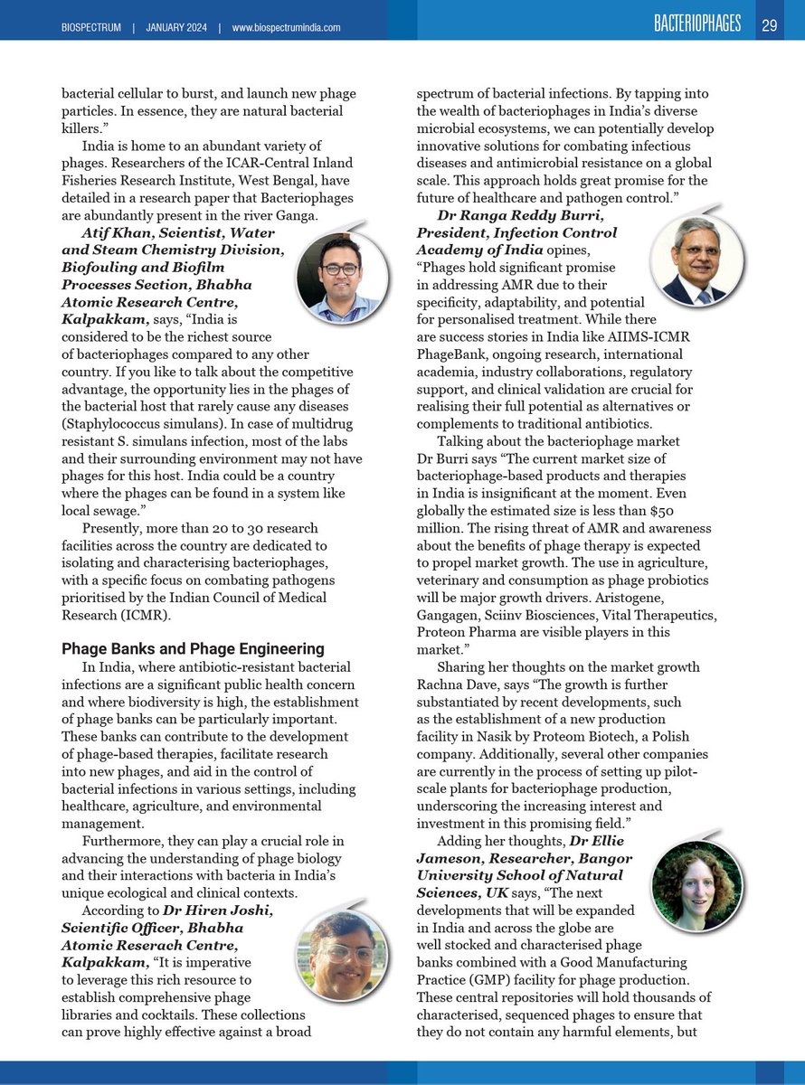 VitalisPhage's tweet photo. Kicking off 2024 with a #phage pheature in BioSpectrum India, with insights from key phage researchers and proponents of #phagetherapy in India.
Happy new year, everyone!
@BSI_social @AsiaBioSpectrum @_Pranav711 @Atif_micro @Ellie__Jameson @Hiren_M_Joshi @burrirangareddy https://t.co/wNQsu1h0uN