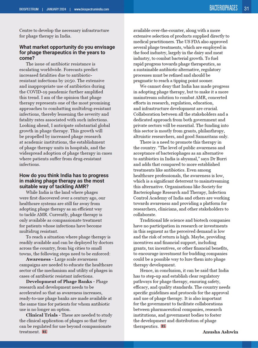 Vitalis Phage Therapy (@vitalisphage) on Twitter photo Kicking off 2024 with a #phage pheature in BioSpectrum India, with insights from key phage researchers and proponents of #phagetherapy in India.
Happy new year, everyone!
<a href="/BSI_social/">BioSpectrum India</a> <a href="/AsiaBioSpectrum/">BioSpectrumAsia</a> <a href="/_Pranav711/">Pranav</a> <a href="/Atif_micro/">Atif Khan</a> <a href="/Ellie__Jameson/">Dr Ellie Jameson</a> <a href="/Hiren_M_Joshi/">Hiren Joshi</a> <a href="/burrirangareddy/">RANGA REDDY BURRI</a> Kicking off 2024 with a #phage pheature in BioSpectrum India, with insights from key phage researchers and proponents of #phagetherapy in India.
Happy new year, everyone!
<a href="/BSI_social/">BioSpectrum India</a> <a href="/AsiaBioSpectrum/">BioSpectrumAsia</a> <a href="/_Pranav711/">Pranav</a> <a href="/Atif_micro/">Atif Khan</a> <a href="/Ellie__Jameson/">Dr Ellie Jameson</a> <a href="/Hiren_M_Joshi/">Hiren Joshi</a> <a href="/burrirangareddy/">RANGA REDDY BURRI</a>
