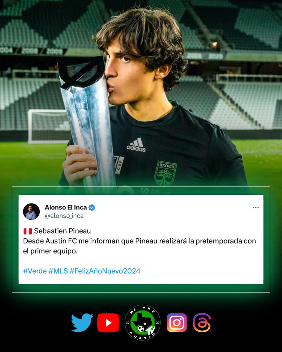 WeAreAustinTV's tweet photo. 🚨 Austin FC News 🚨

Per @alonso_inca : MLS Next Pro Champion Sebastien Pineau will join the Austin FC first team for pre season. 

Austin FC II Stats: 29 games / 7 goals /  1 assist / 1,654’ minutes played

Thoughts on this, ATX fans? Is he ready?🤔 👀 

#austinfc #verde https://t.co/IIpxA1lRvP