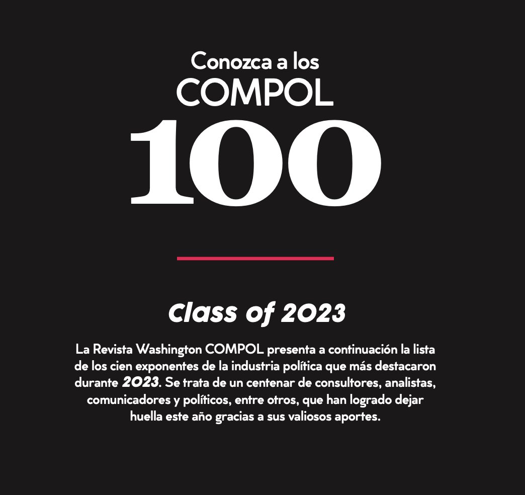 jorgeimhof's tweet photo. Un año más distinguidos en Washington entre las 100 personalidades destacadas de la industria de la comunicación política. #100compol2023 #WashingtonCOMPOL Gracias @WCompol https://t.co/r24zgMD3xL