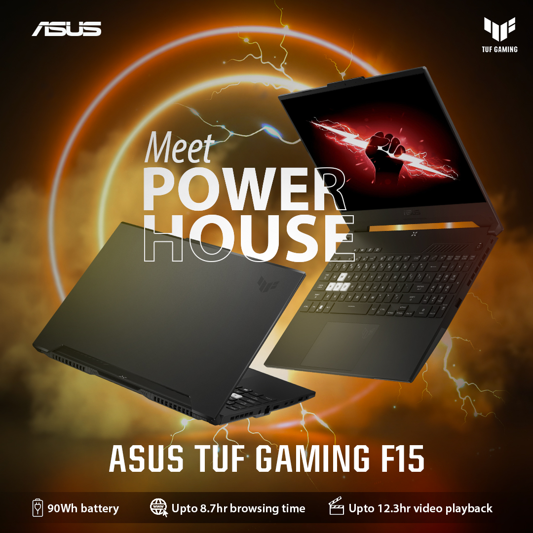 ASUSIndia's tweet photo. Dominate the gaming battlefield with the ASUS TUF Gaming F15 โ fueled by a colossal 90Whr battery, ensuring your victory lasts as long as your passion for gaming! ๐ฎโก๏ธ
Learn more - https://t.co/iP3FTEhzyF
#ASUSIndia #TUFgaming #EndlessPower #GameOnTheGo https://t.co/wqISqY5rXz