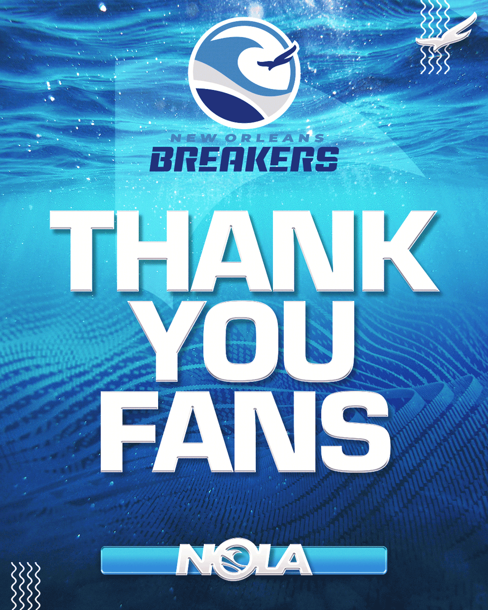 Thank you, Breakers Nation, we had a great ride these past 2 seasons 🙌🌊 Follow @USFL for more 🏈