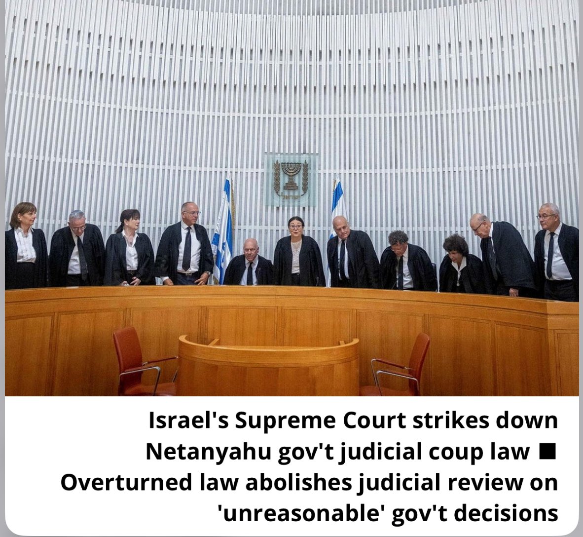 💥#BREAKING: ISRAELI SUPREME COURT STRIKES DOWN NETANYAHU JUDICIAL OVERHAUL LAW.