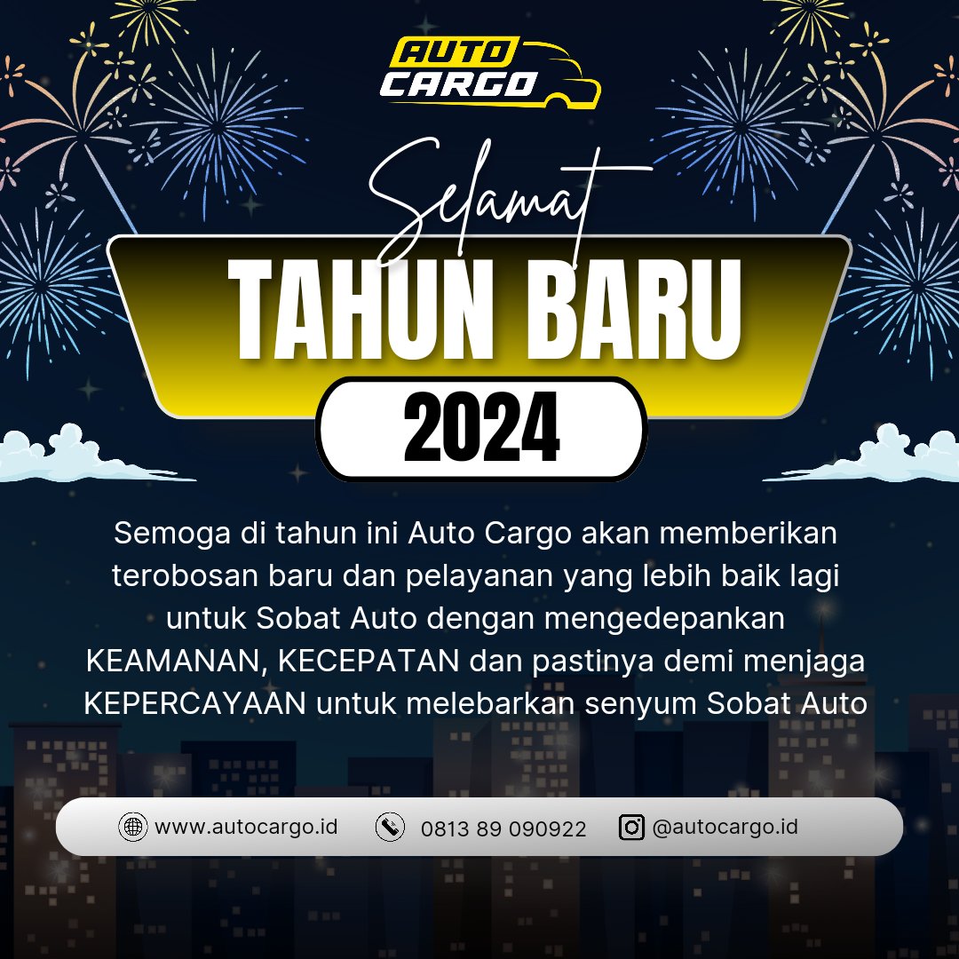 Autocargo_id's tweet photo. Selamat Tahun Baru 2024 Sobat Auto 🥳🥳
#tahunbaru2024 
#happynewyear 
#autocargo
#AutoAman
#AutoCepat
#AutoTerpercaya
#ModernCargo https://t.co/Bnd6VPjz9V