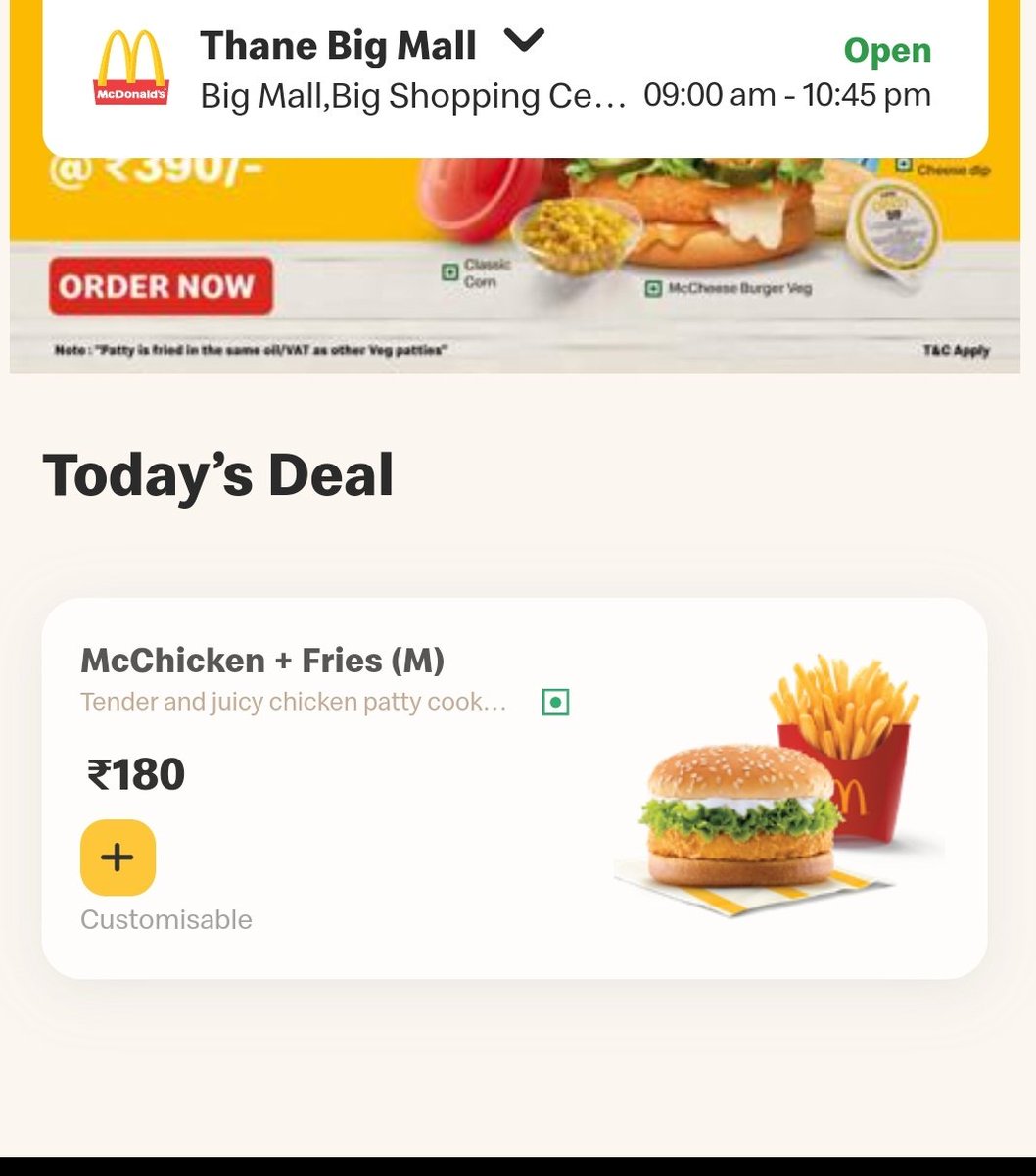Mcd are u serious? 
<a href="/mcdonaldsindia/">McDonald's India</a> <a href="/McDonalds/">McDonald's</a> Irony mixture! McChicken with a GREEN VEG LOGO. #wow #marketingfail #drunk