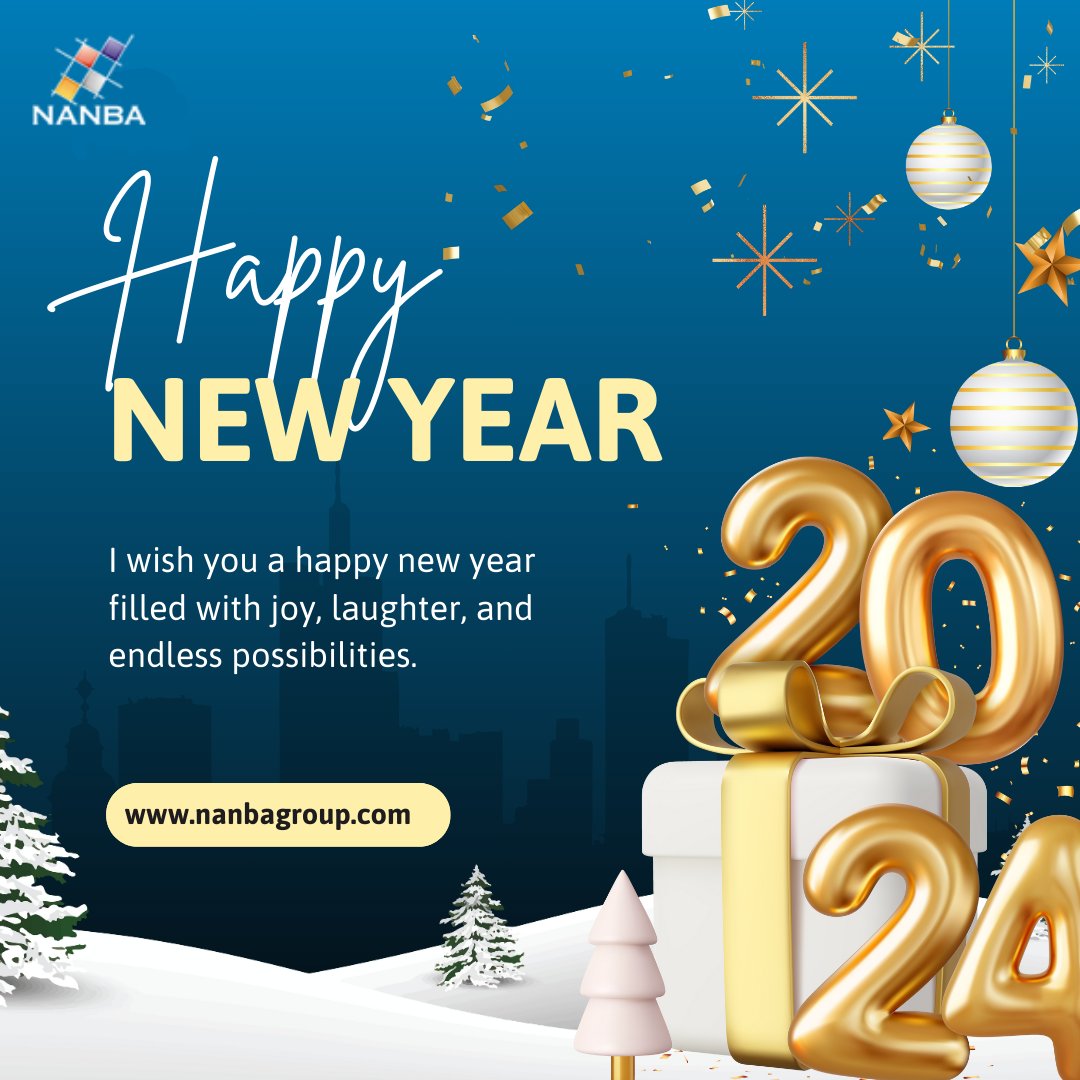 NANBAGroupUk's tweet photo. 🎉 Happy New Year from NanbaGroup! 🎊

Cheers to a year of achievements, learning, and making memories together! 🥂 Let's make 2024 extraordinary!

#HappyNewYear #NanbaGroup #NewBeginnings #CheersTo2024 #WishesAndJoy https://t.co/0GhtFg0Yj3