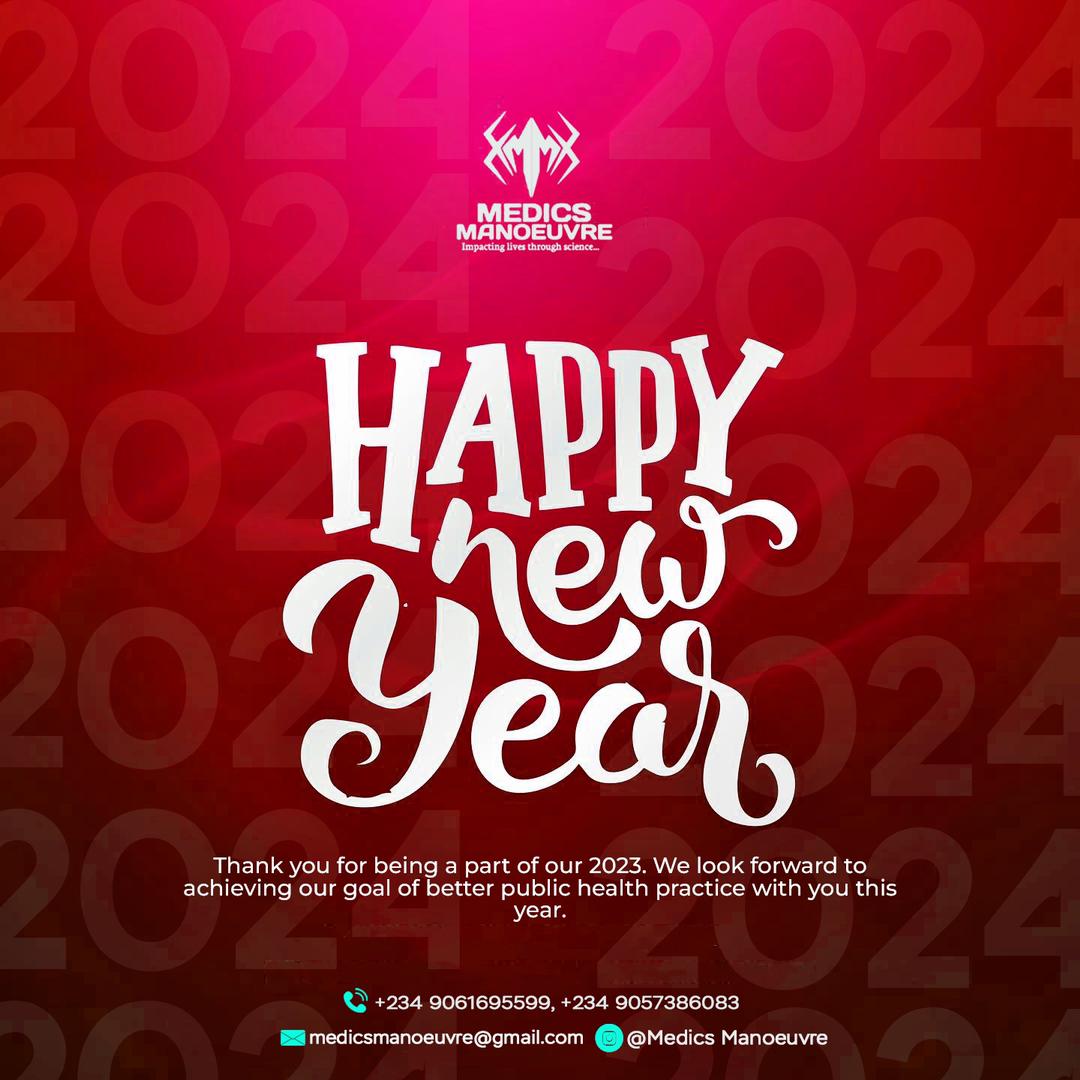 MedicsManoeuvre's tweet photo. Wishing you all a joyful and prosperous New Year filled with success and growth. 

Cheers to another year of saving lives and making a difference! 🎉👩‍⚕️👨‍⚕️

Medics Manoeuvre
...impacting lives through science. https://t.co/Rc7C3uBvyN