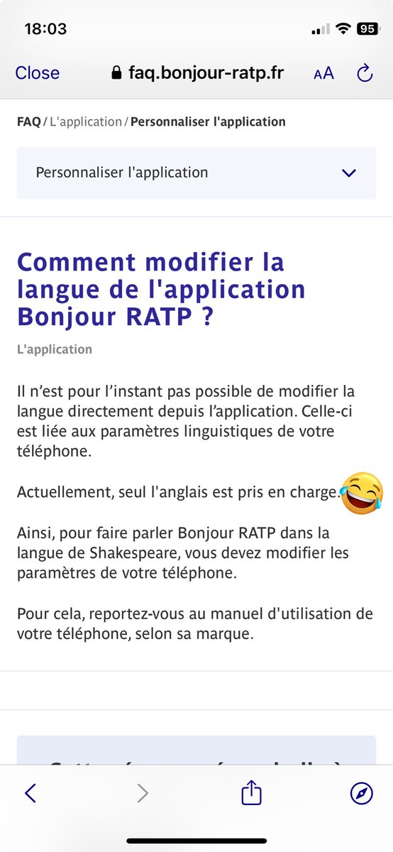 h2okapi's tweet image. Incroyable @ClientsRATP on est à six mois des jeux olympiques #Paris2024 et votre application ne permet pas autre chose que le français ou l’anglais. Vous pensez la mettre à jour pour les Européens qui viendront (ou juste les touristes de tous les jours)?