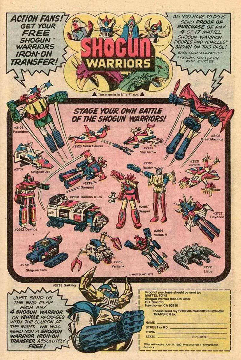 TomSpinaDesigns's tweet photo. Did you have a favorite Shogun Warrior? (And, yes, Godzilla counts.)

#FlashbackFriday #ShogunWarriors #Godzilla #Dangard #Dragun #Mazinga #Raydeen #vintagetoys https://t.co/L4NlaFi506