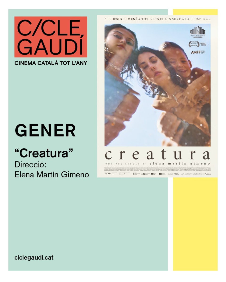 CicleGaudi's tweet photo. Aquest mes, al Cicle Gaudí, podeu gaudir de la pel·lícula amb més nominacions als #PremisGaudí d’aquest any. Durant tot el gener projectarem ‘Creatura’ d’@elenamartingimeno, una obra sobre els tabús del sexe des de la infància fins la maduresa.
#CGGener #Creatura https://t.co/SN2VzUQ6MH