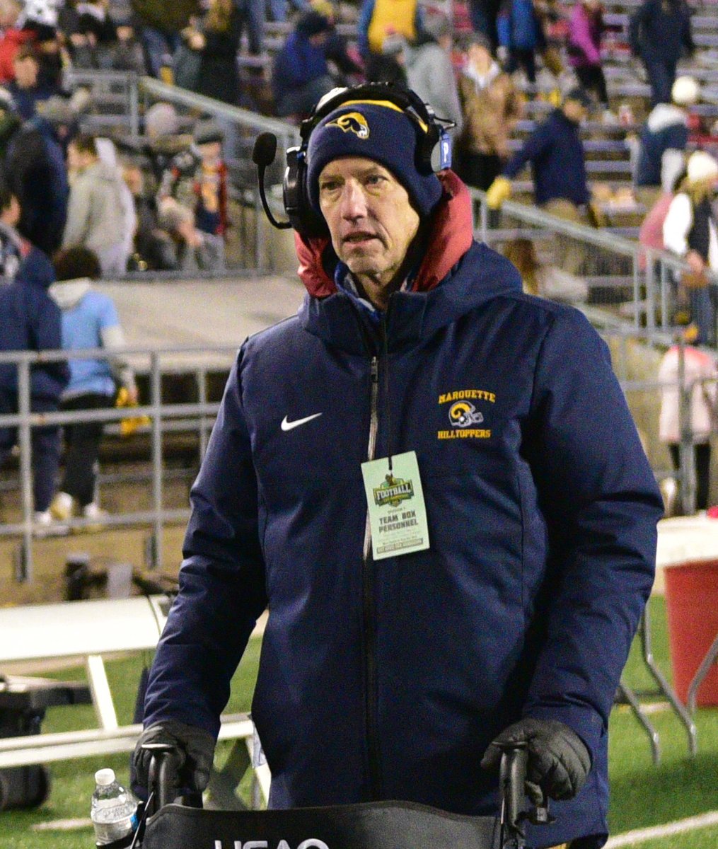 The Marquette Football Family lost an amazing person on Friday.  Coach Jeff Bolle went home to our Lord after a courageous battle with cancer.  Jeff was the definition of “Man for Others.”  He loved his players and was a tremendous role model!  RIP Coach Bolle!  We will miss you!