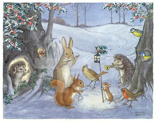 The New Year’s Day finale as night falls in the woodland Art by the late Molly Brett