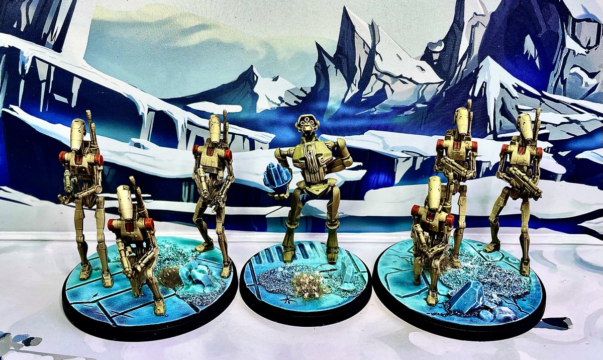 W4Rmachine7's tweet photo. And here are my #StarWars #Shatterpoint Droids and Clone Troopers with Anakin and Windu. #Maytheforcebewithyou 👨‍🎨 #WarhammerCommunity #paintingwarhammer #ageofsigmar #paintingminiatures #warmongers #starwarsshatterpoint https://t.co/vUyalYrazY