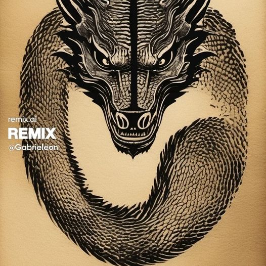 Gabriele2500's tweet image. From Promt to T-Shirt. Eigenpromt #remix generative filling #Adobe #Vectorizer, vector correction #adobeillustrator. Hurry, the year of the blue dragon starts soon gabriele2500.com/products/unise…