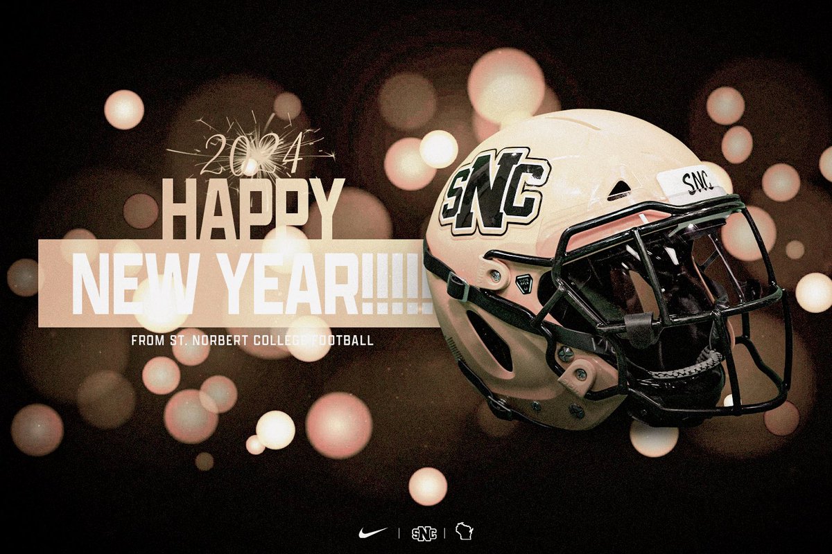 Cheers to 2024 🎆 Happy New Year from St. Norbert College Football! 🟢⚔️🟡 #GoGreenKnights