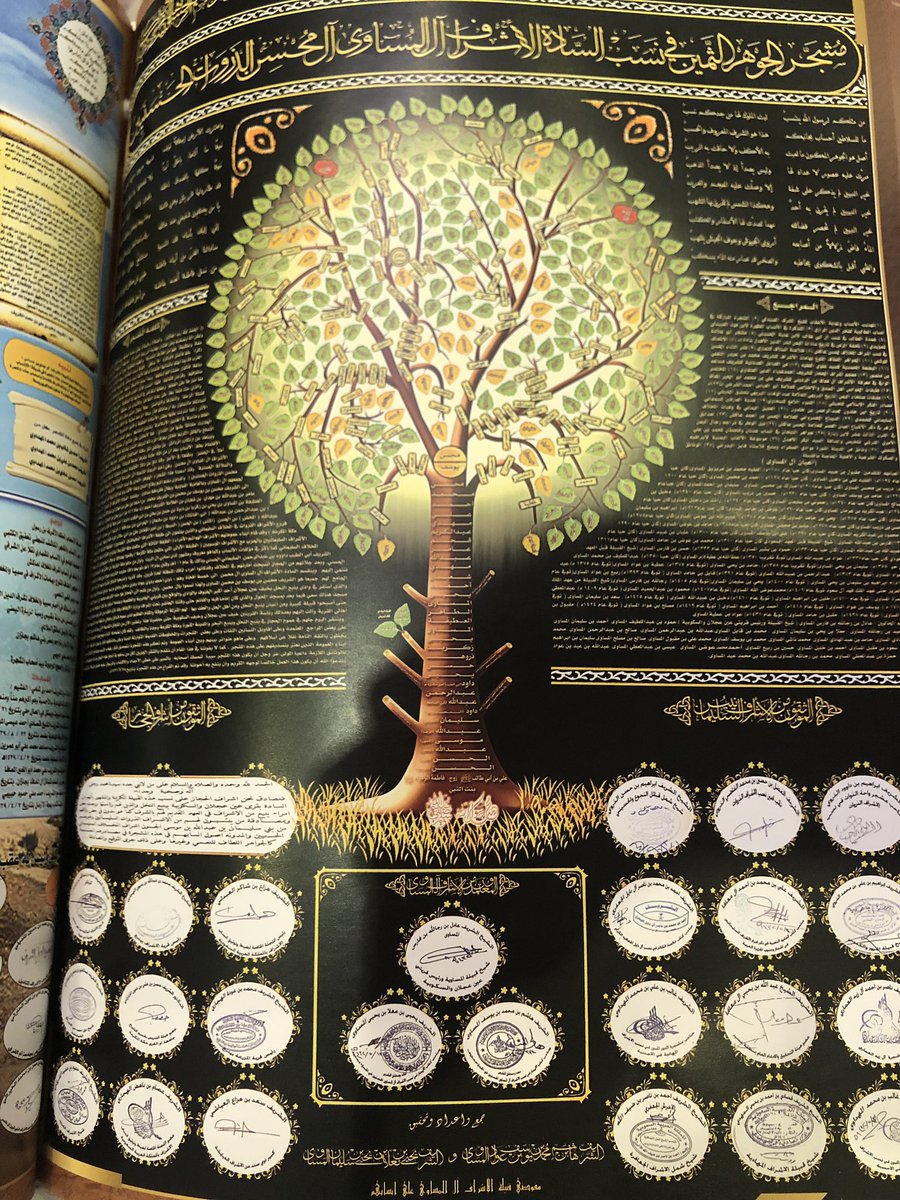 Almusawa_Yanbu's tweet photo. مشجرة القبيلة: هي مشجرة أصدرت عام ١٤٣١ هـ وأصدرت من قبل الشريف هاشم المساوى والشريف يحيى المساوى وتحتوي على أكثر من ٢٤ ختم من مشائخ قبائل الأشراف داخل منطقة ينبع وخارجها وعلى رأسها توثيق الشريف هزاع بن شاكر العبدلي رئيس لجنة ضبط وتوثيق انساب الاشراف بوزارة الداخلية https://t.co/UYlufNm9vE