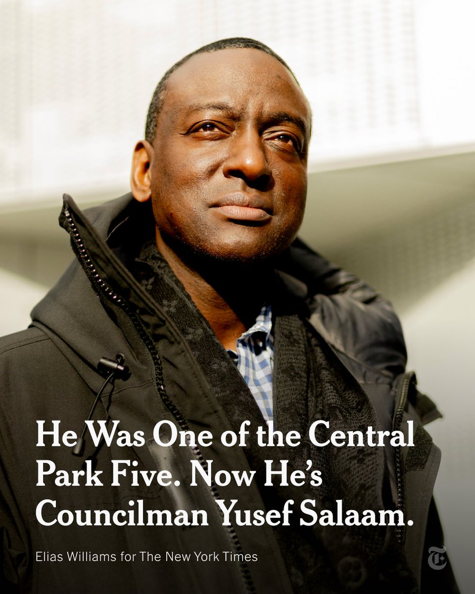 Yusef Salaam will take office in New York City today. Thirty-four years ago, a wrongful prosecution for rape led to his incarceration as one of the “Central Park Five.” He served seven years before being exonerated. nyti.ms/47oOljY
