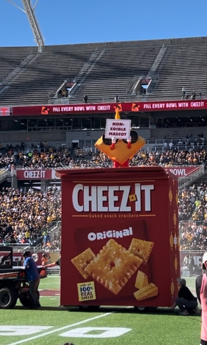 The Cheez-It mascot does not want to be eaten