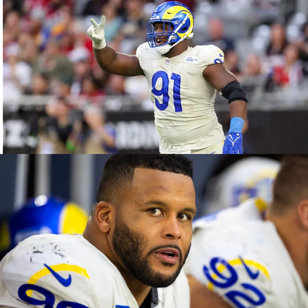 Kobie Turner has been on 🔥this season! He is currently tied with Aaron Donald’s rookie team record for sacks with 9. Kobie has a chance to break the record this Sunday against the 49ers 🤯